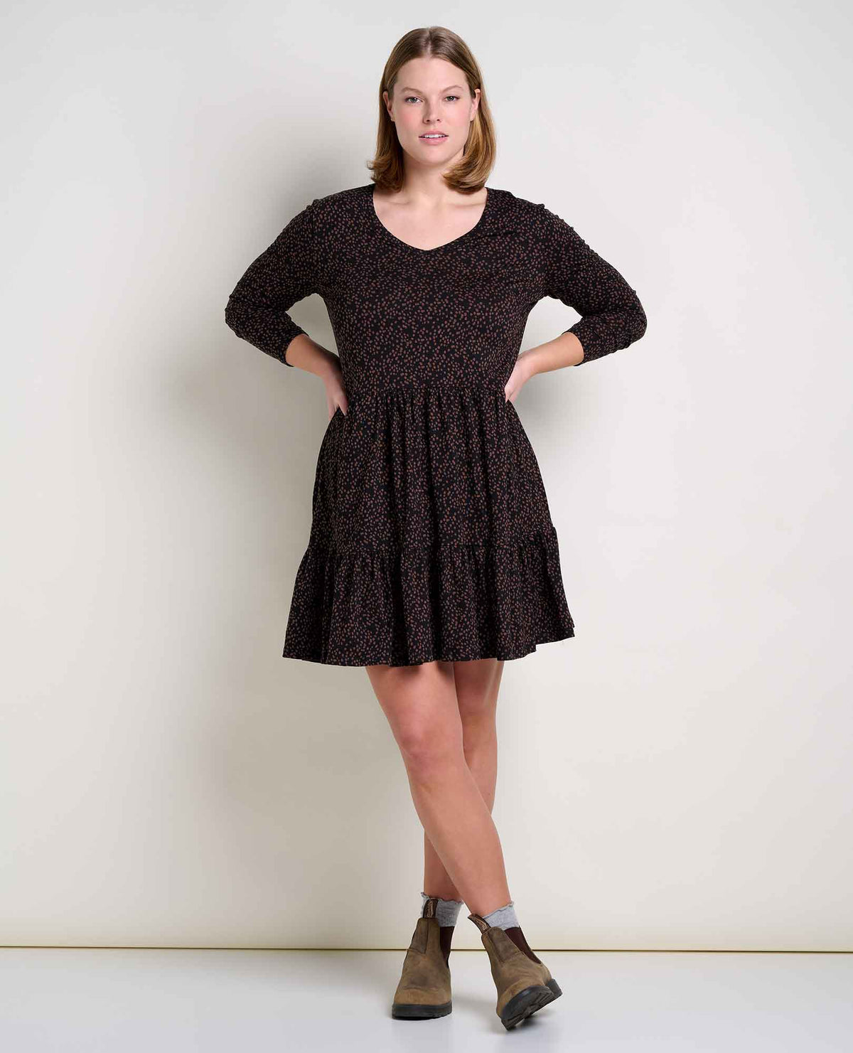 Toad&Co Marley Tiered Long Sleeve V Neck Dress