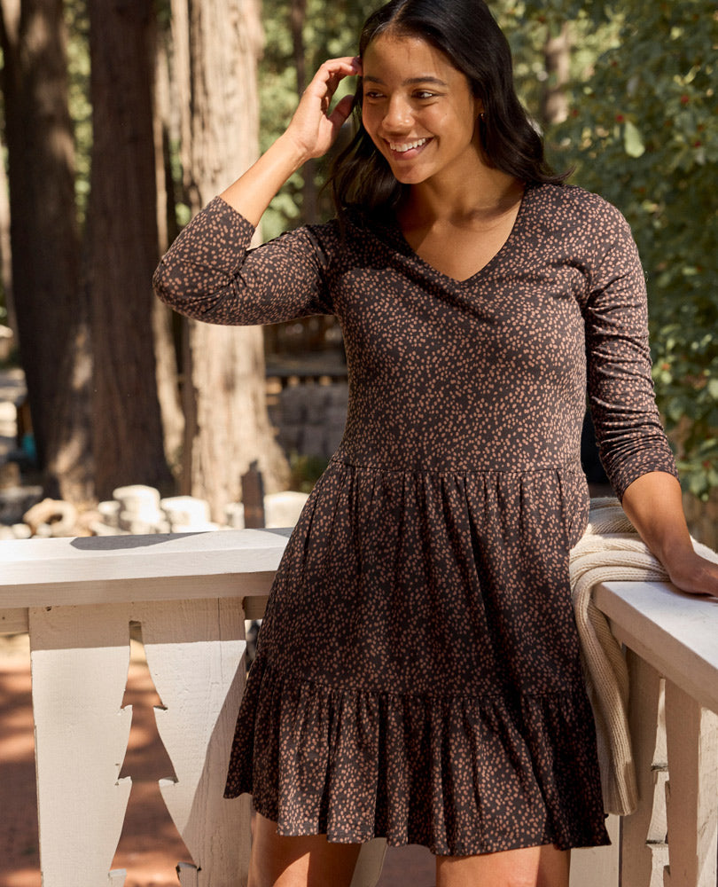 Toad&Co Marley Tiered Long Sleeve V Neck Dress