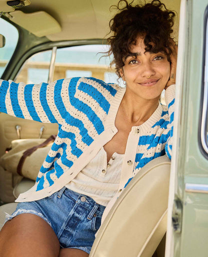 Toad&Co Bianca Pointelle Cardigan - Recycled Cotton Knit Sweater