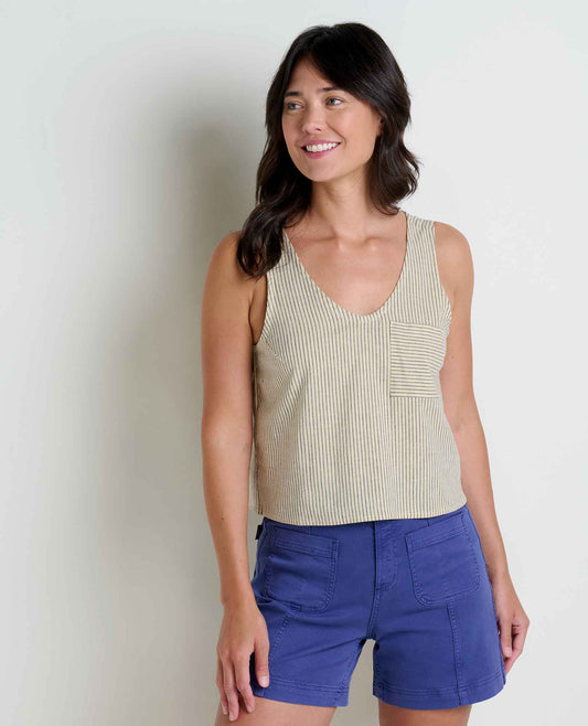 Toad&Co Taj Hemp Button Back Tank Top - Better than Linen