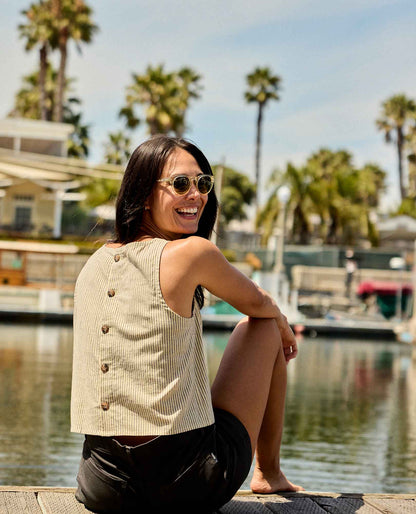 Toad&Co Taj Hemp Button Back Tank Top - Better than Linen