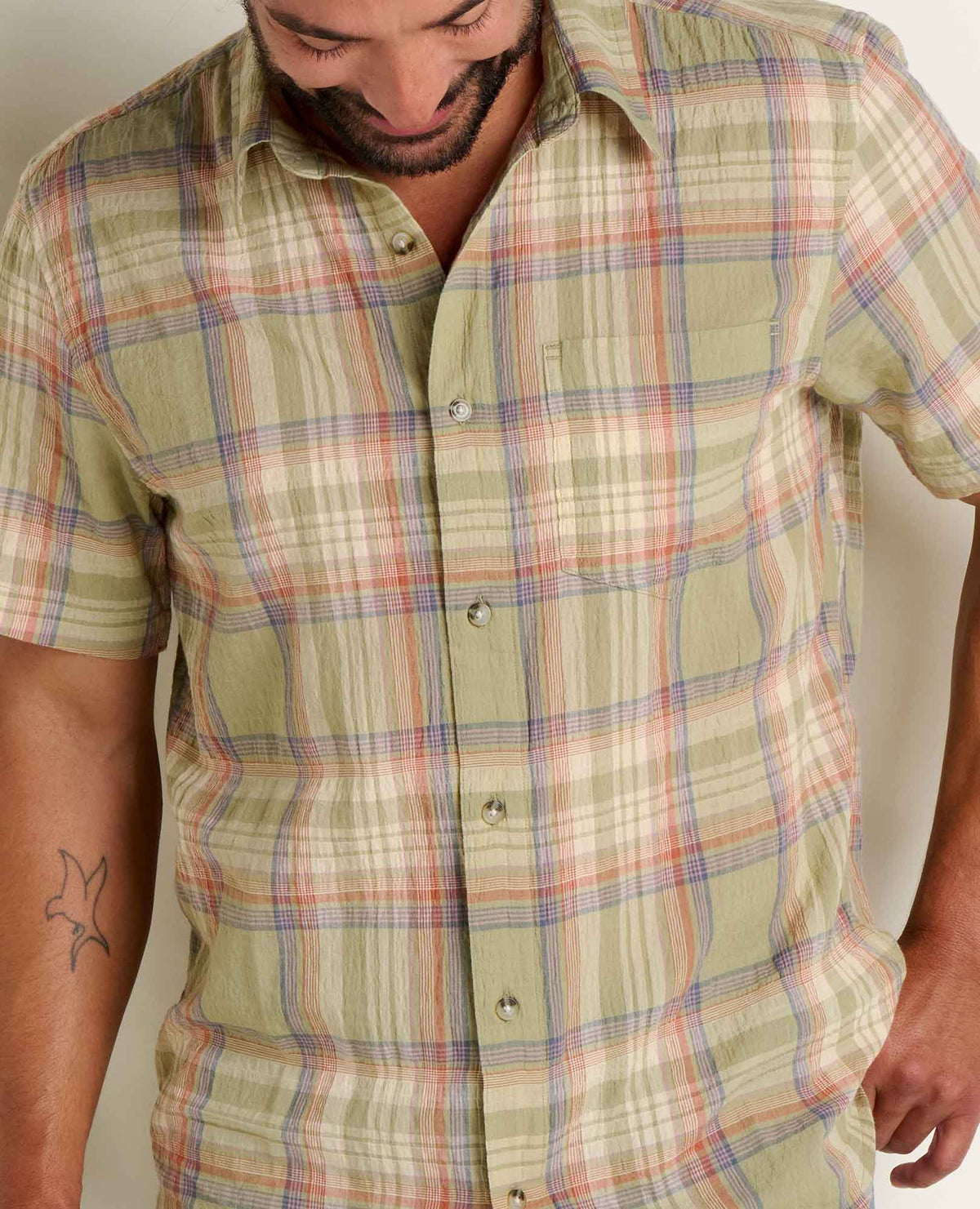 Toad&Co Men's Fletcher Shirt - Organic Cotton Stretch Seersucker Shirt