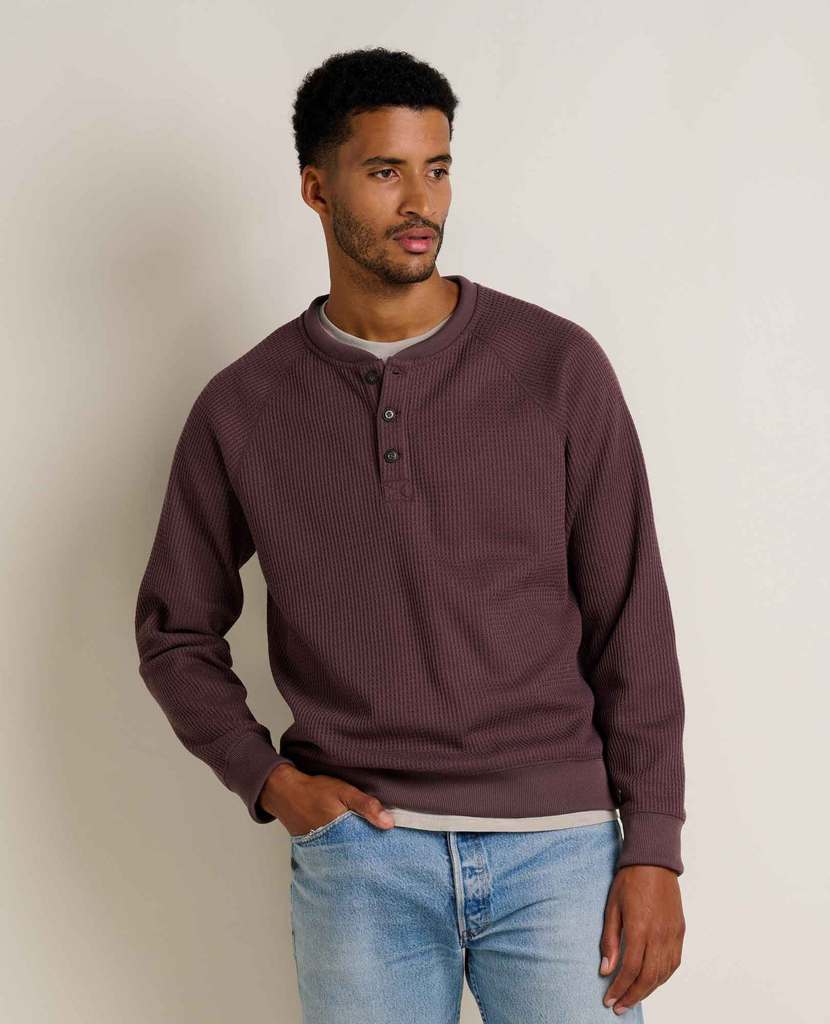 Toad&Co Bitterroot Waffle Knit Henley - Recycled Polyester by Toad&Co